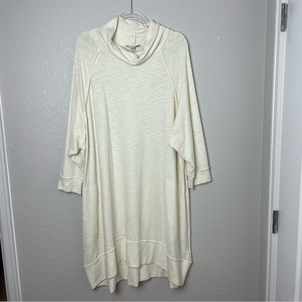 Ovi Ivory Knit Extremely Oversized Cowl Neck Midi Dress with Pockets Size L